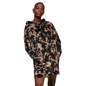 NWT Topshop Hooded Sweatshirt Dress Black/Tan Size 8